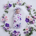 Load image into Gallery viewer, Snuggle Swaddle & Topknot Set in Floral Kiss