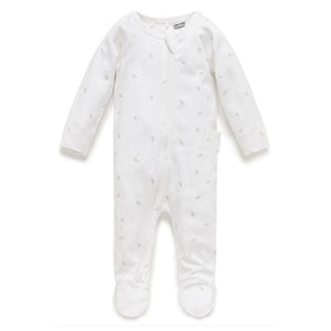 Purebaby Grey Leaf with Spot Growsuit