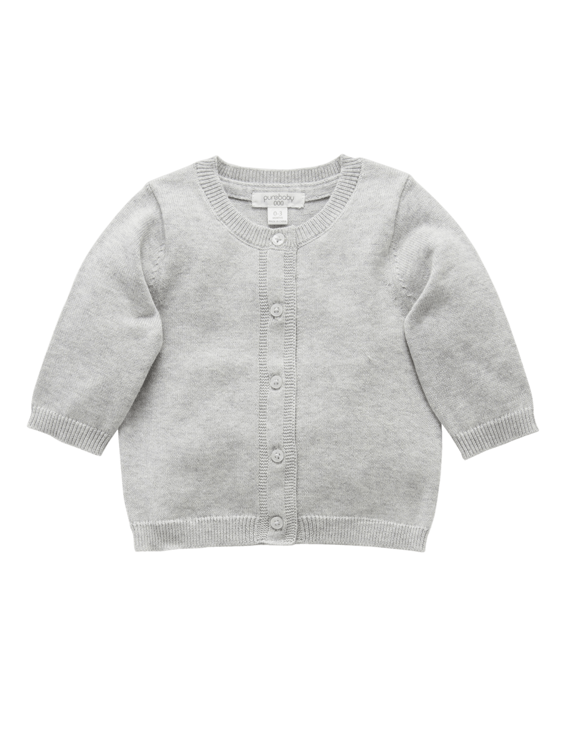 Purebaby Essential Cardigan Pale Grey Melange
