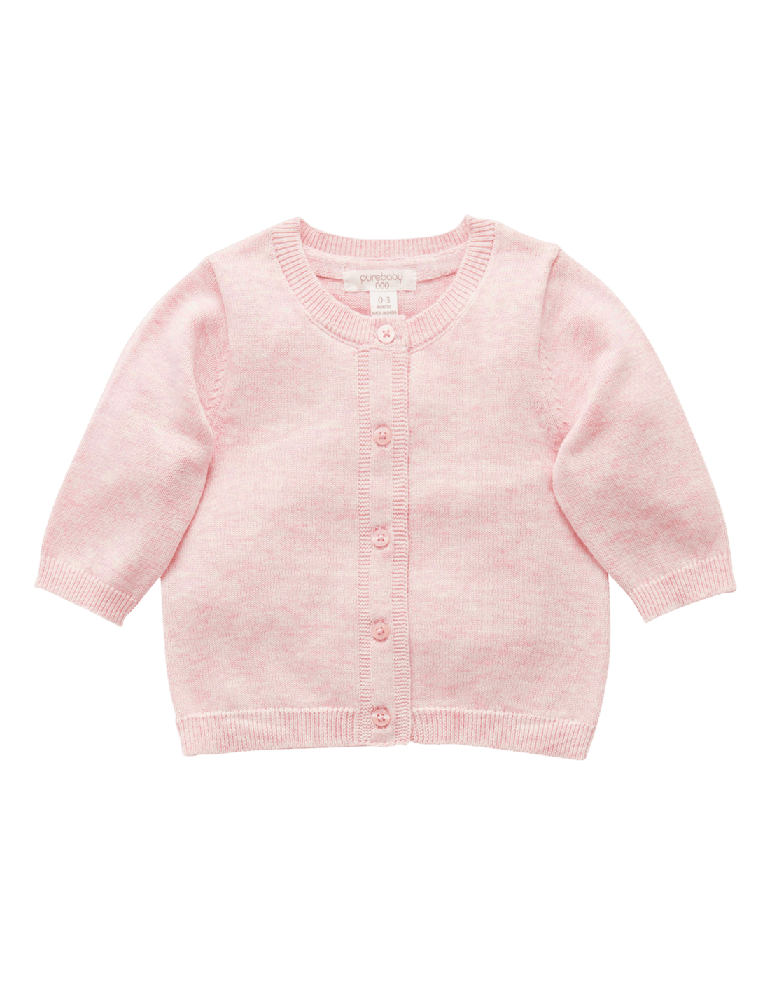 Purebaby Essential Cardigan Pale Pink Melange