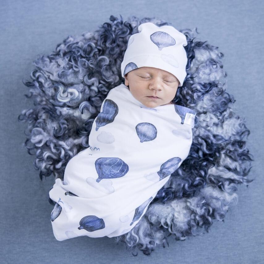 Snuggle Swaddle & Beanie Set in Cloud Chaser