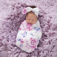 Load image into Gallery viewer, Snuggle Swaddle & Topknot Set in Lilac Skies
