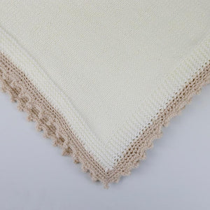 Sophie Super Soft Hand Knitted Baby Blanket - Cream/Camel