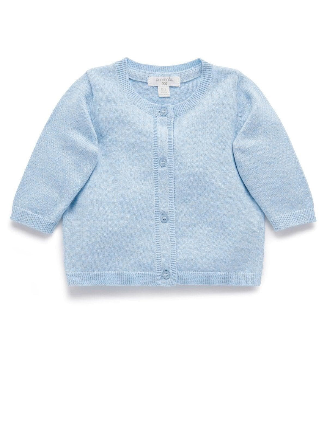 Purebaby Essential Cardigan Pale Blue Melange