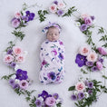 Load image into Gallery viewer, Snuggle Swaddle & Topknot Set in Floral Kiss
