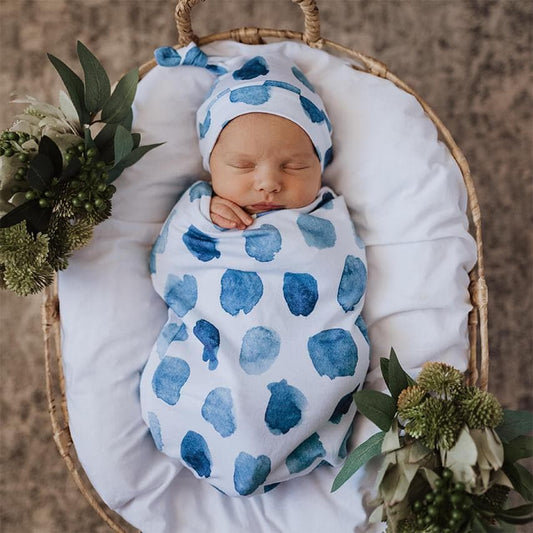 Snuggle Swaddle & Beanie Set in Ocean Skies